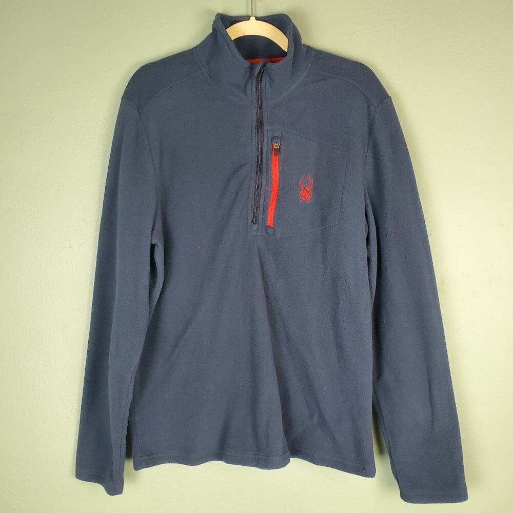 Spyder Men's Blue Transport Quarter Zip Pullover Fleece Size Large